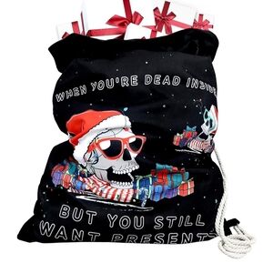 Hexonomy Black Skull Graphic Santa Sack "When You're Dead Inside But ...